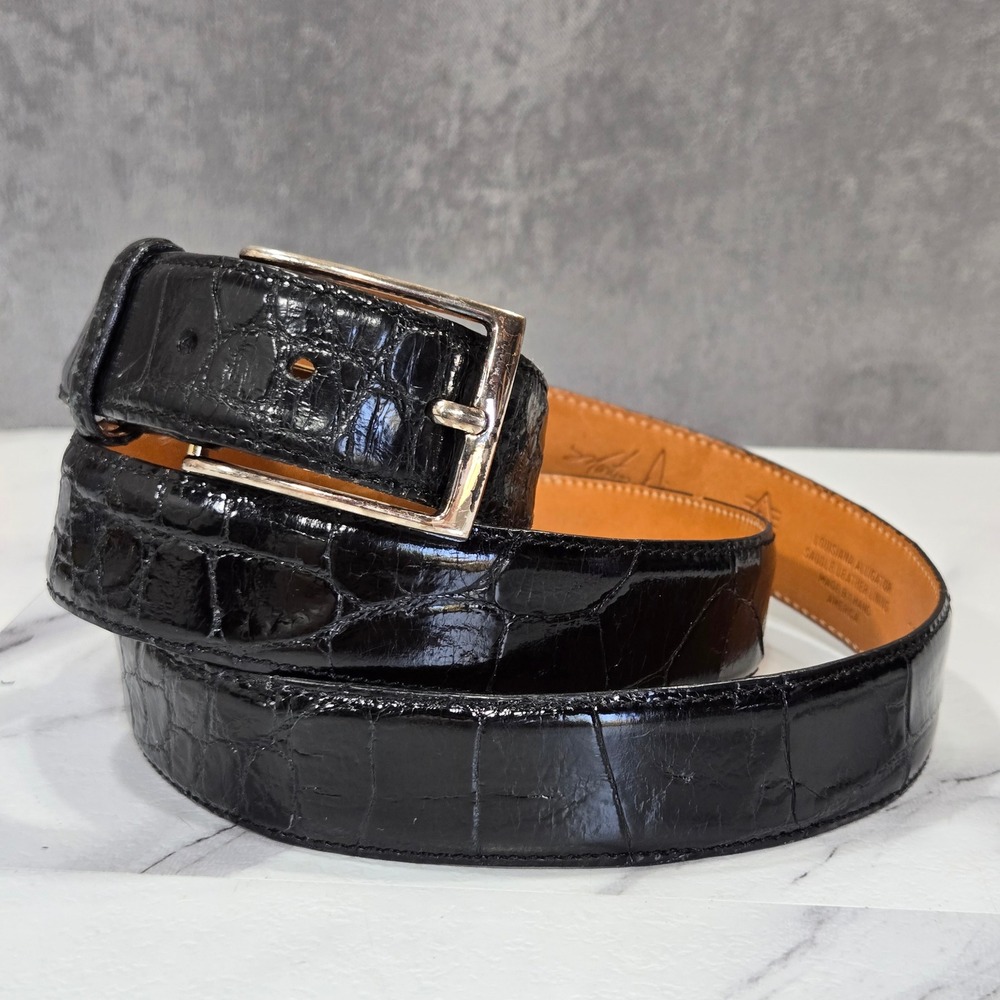 Martin Dingman Louisiana Alligator Belt Mens 44 Black USA Made Exotic Leather